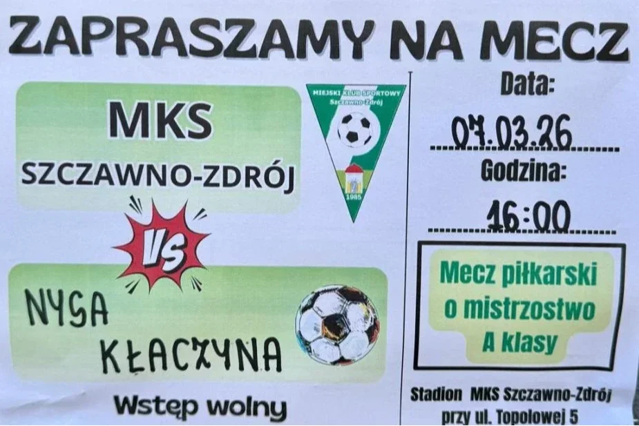 Plaktat - zaproszenie na mecz MKS - Nysa Kłaczyna